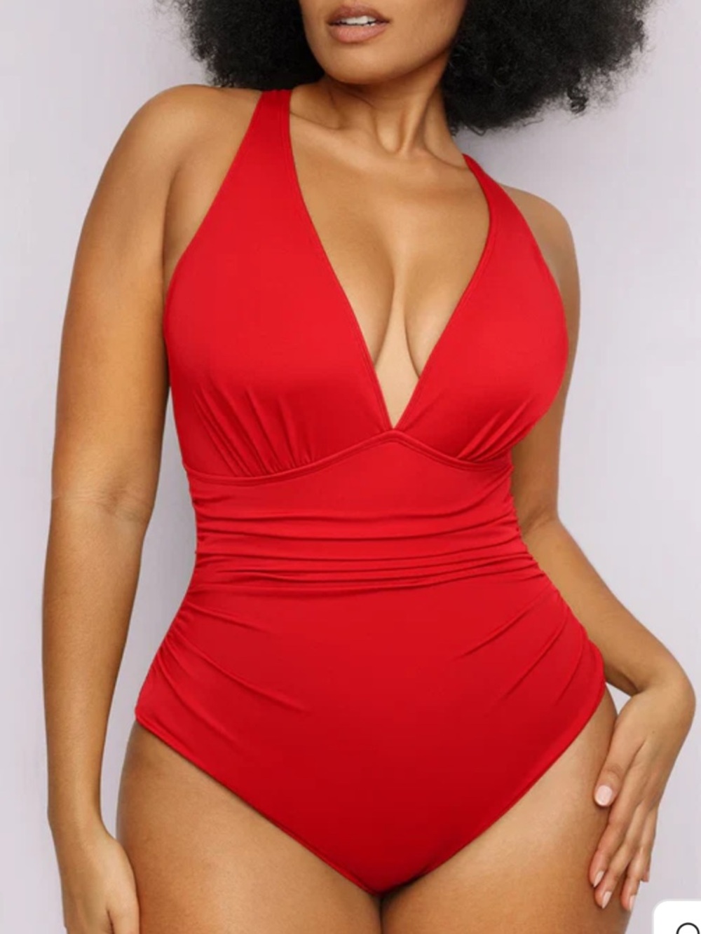 NWOT Smart Sculpt™
Plunge Cutout Swimsuit
 Red One-Piece  with Crisscross Back